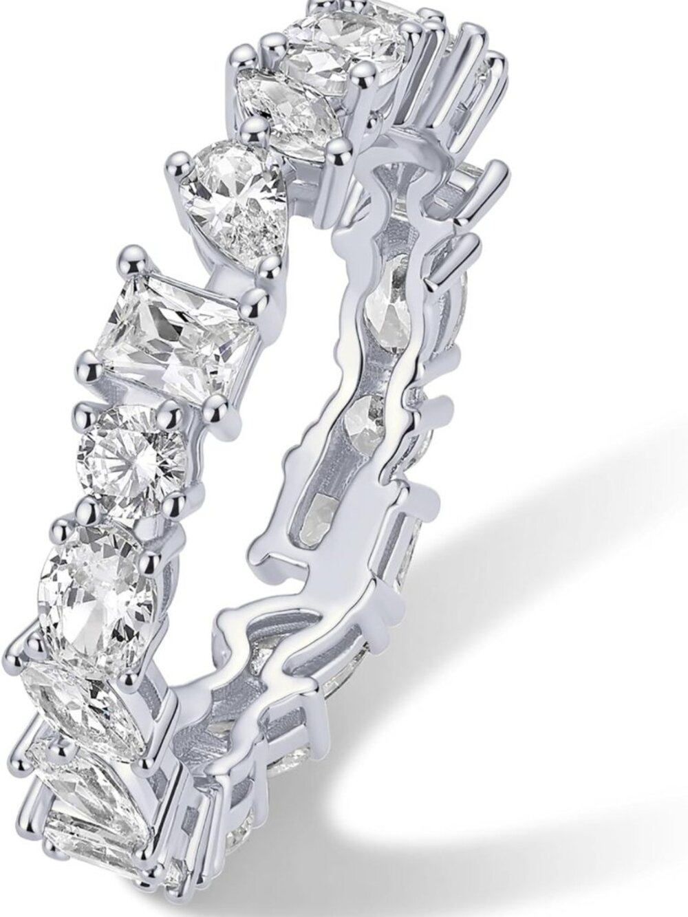 Stunning 14K Gold Plated CZ Eternity Ring for Women - Elegant Wedding Band
